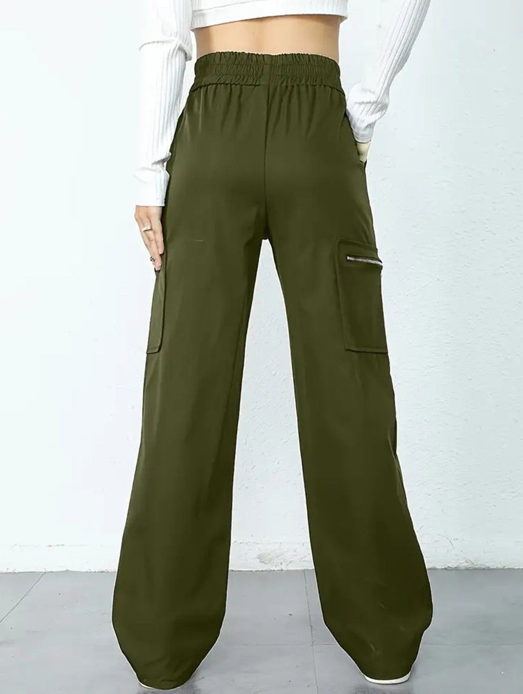 Pantalones de pierna recta sueltos de talle alto para mujer, casuales, de oficina, formales, para el día a día, de longitud hasta el suelo – Azul marino