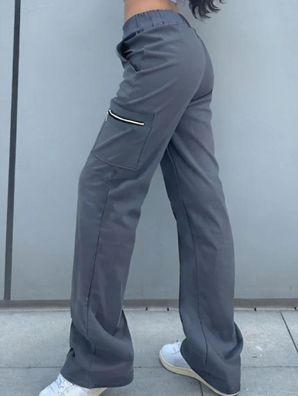 Pantalones de pierna recta sueltos de talle alto para mujer, casuales, de oficina, formales, para el día a día, de longitud hasta el suelo – Azul marino