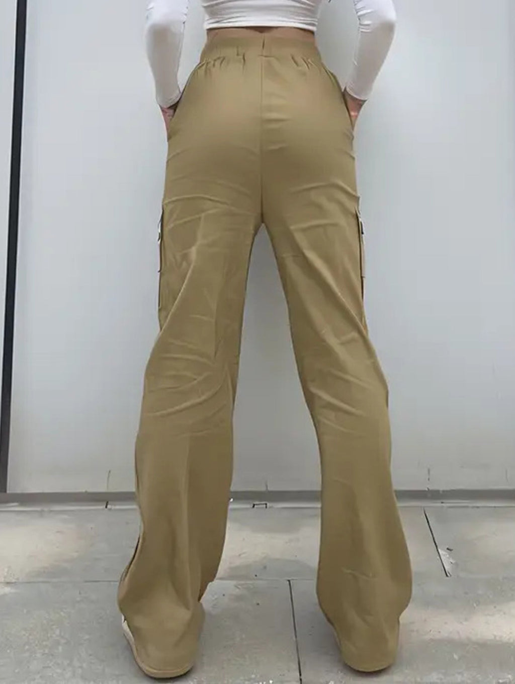 Pantalones de pierna recta sueltos de talle alto para mujer, casuales, de oficina, formales, para el día a día, de longitud hasta el suelo – Azul marino