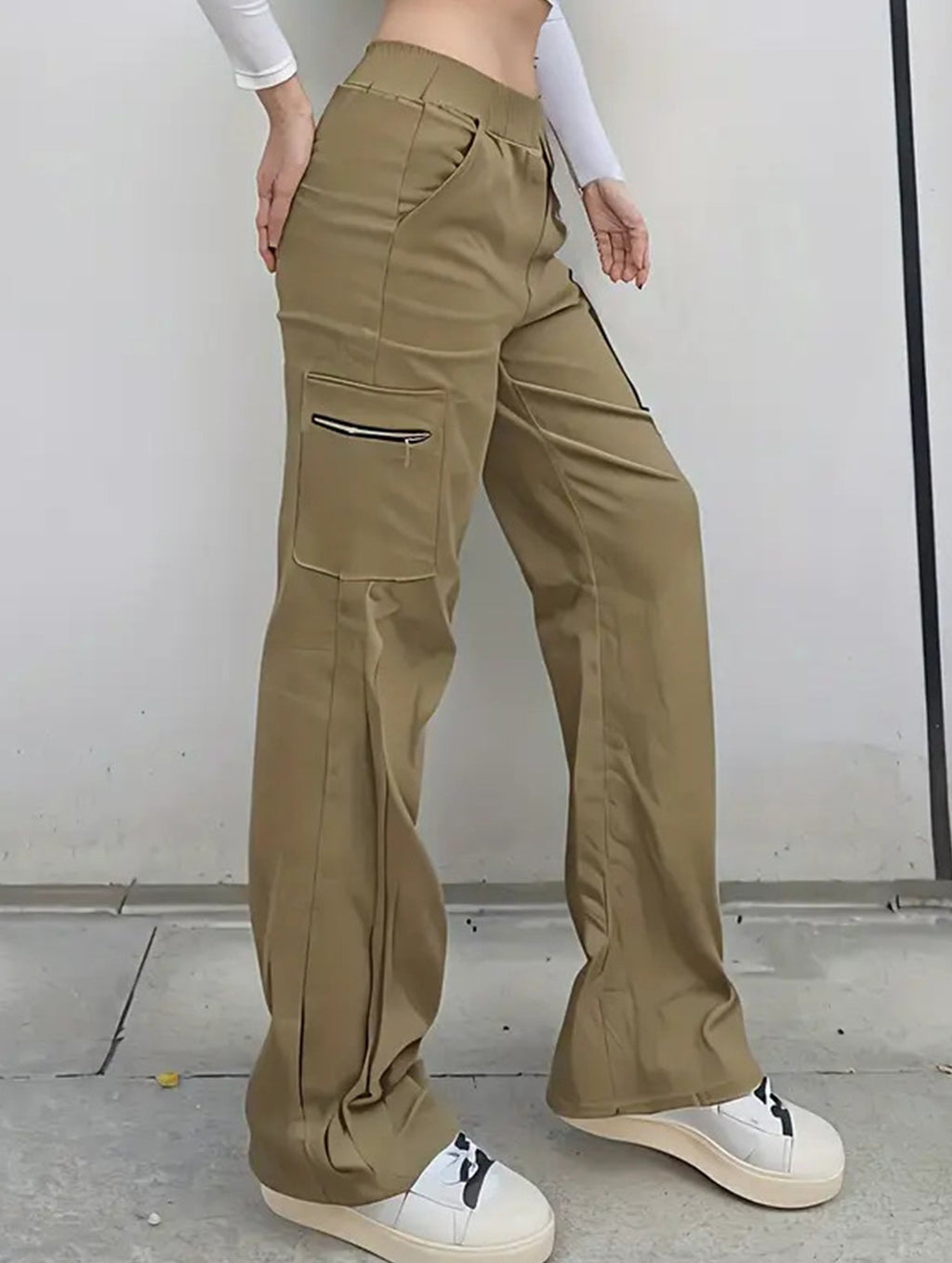 Pantalones de pierna recta sueltos de talle alto para mujer, casuales, de oficina, formales, para el día a día, de longitud hasta el suelo – Azul marino