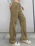 Pantalones de pierna recta sueltos de talle alto para mujer, casuales, de oficina, formales, para el día a día, de longitud hasta el suelo – Azul marino