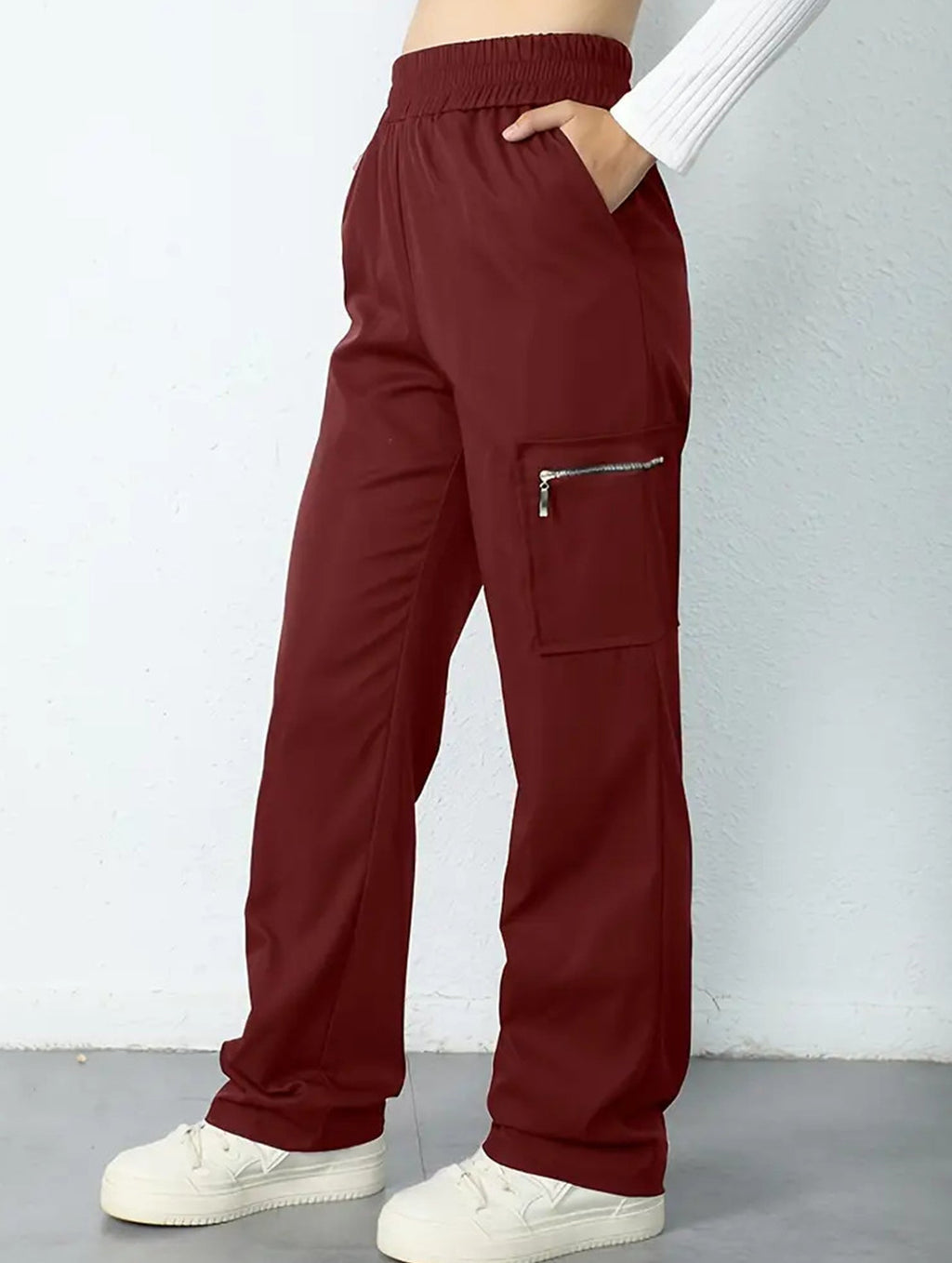 Pantalones de pierna recta sueltos de talle alto para mujer, casuales, de oficina, formales, para el día a día, de longitud hasta el suelo – Azul marino
