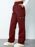 Pantalones de pierna recta sueltos de talle alto para mujer, casuales, de oficina, formales, para el día a día, de longitud hasta el suelo – Azul marino