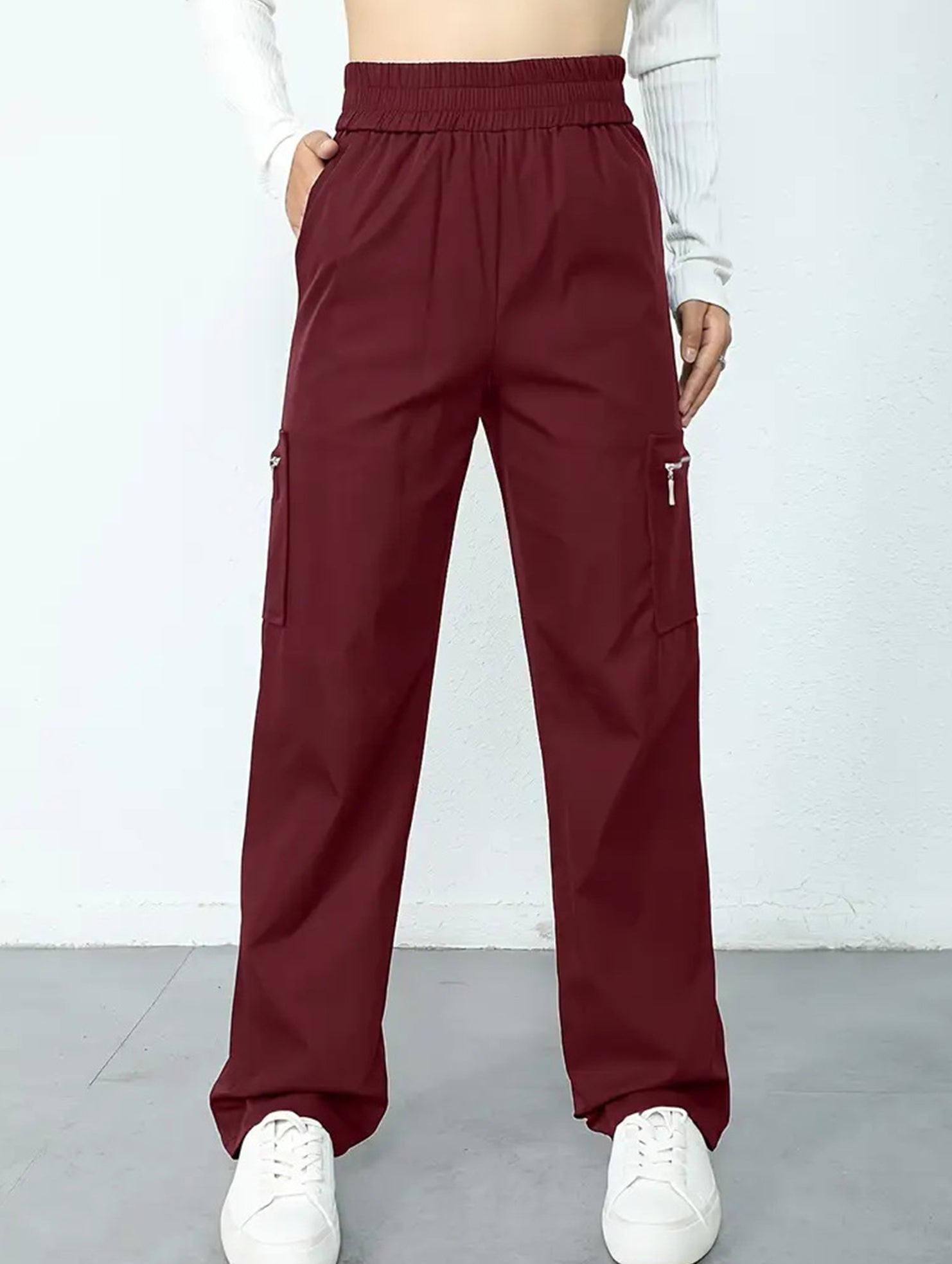 Pantalones de pierna recta sueltos de talle alto para mujer, casuales, de oficina, formales, para el día a día, de longitud hasta el suelo – Azul marino