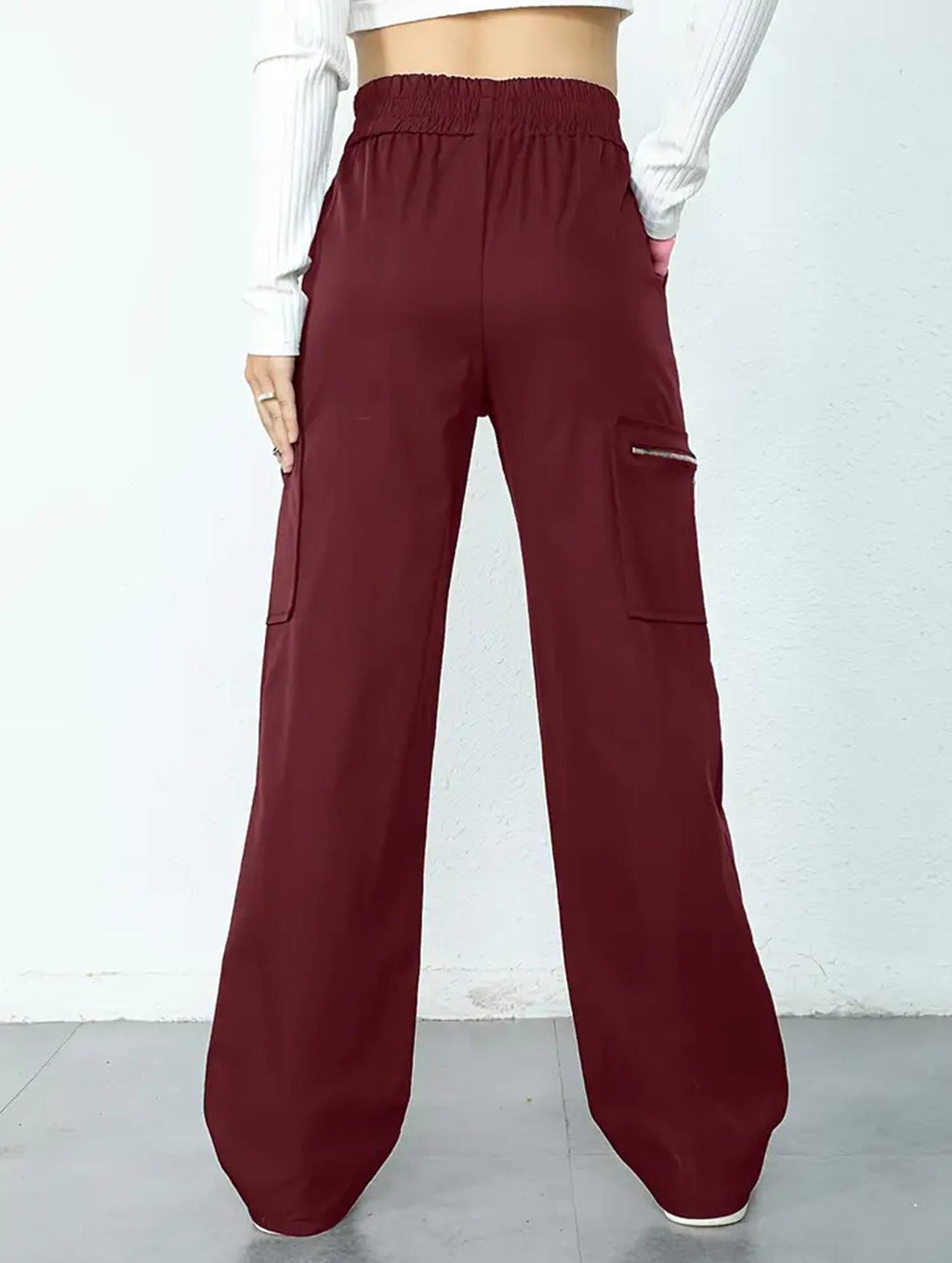 Pantalones de pierna recta sueltos de talle alto para mujer, casuales, de oficina, formales, para el día a día, de longitud hasta el suelo – Azul marino
