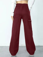 Pantalones de pierna recta sueltos de talle alto para mujer, casuales, de oficina, formales, para el día a día, de longitud hasta el suelo – Azul marino