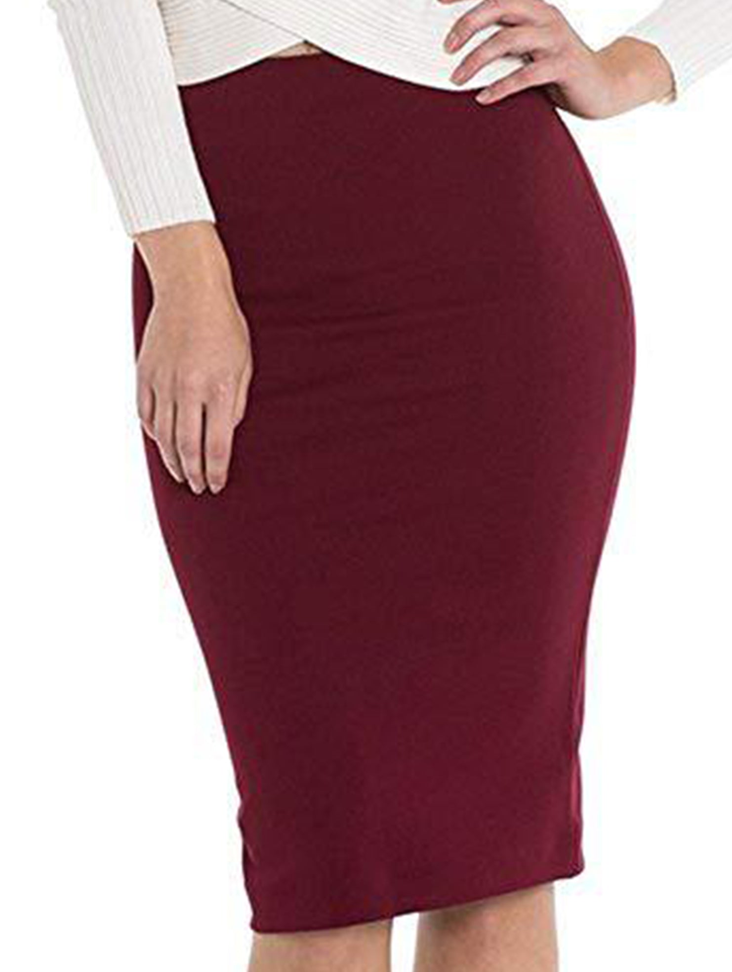Falda Lápiz de Satén de Cinta para Mujeres, Cintura Alta, Ajustada, Casual, Formal, Falda de Uso Diario – Molor