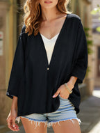 Cardigan Suelto de Mujer con Cuello en V y Mangas de Longitud Media, Abierto por Delante, Ligero y Casual para el Día a Día – Multicolor