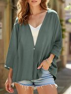 Cardigan Suelto de Mujer con Cuello en V y Mangas de Longitud Media, Abierto por Delante, Ligero y Casual para el Día a Día – Multicolor