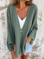 Cardigan Suelto de Mujer con Cuello en V y Mangas de Longitud Media, Abierto por Delante, Ligero y Casual para el Día a Día – Multicolor