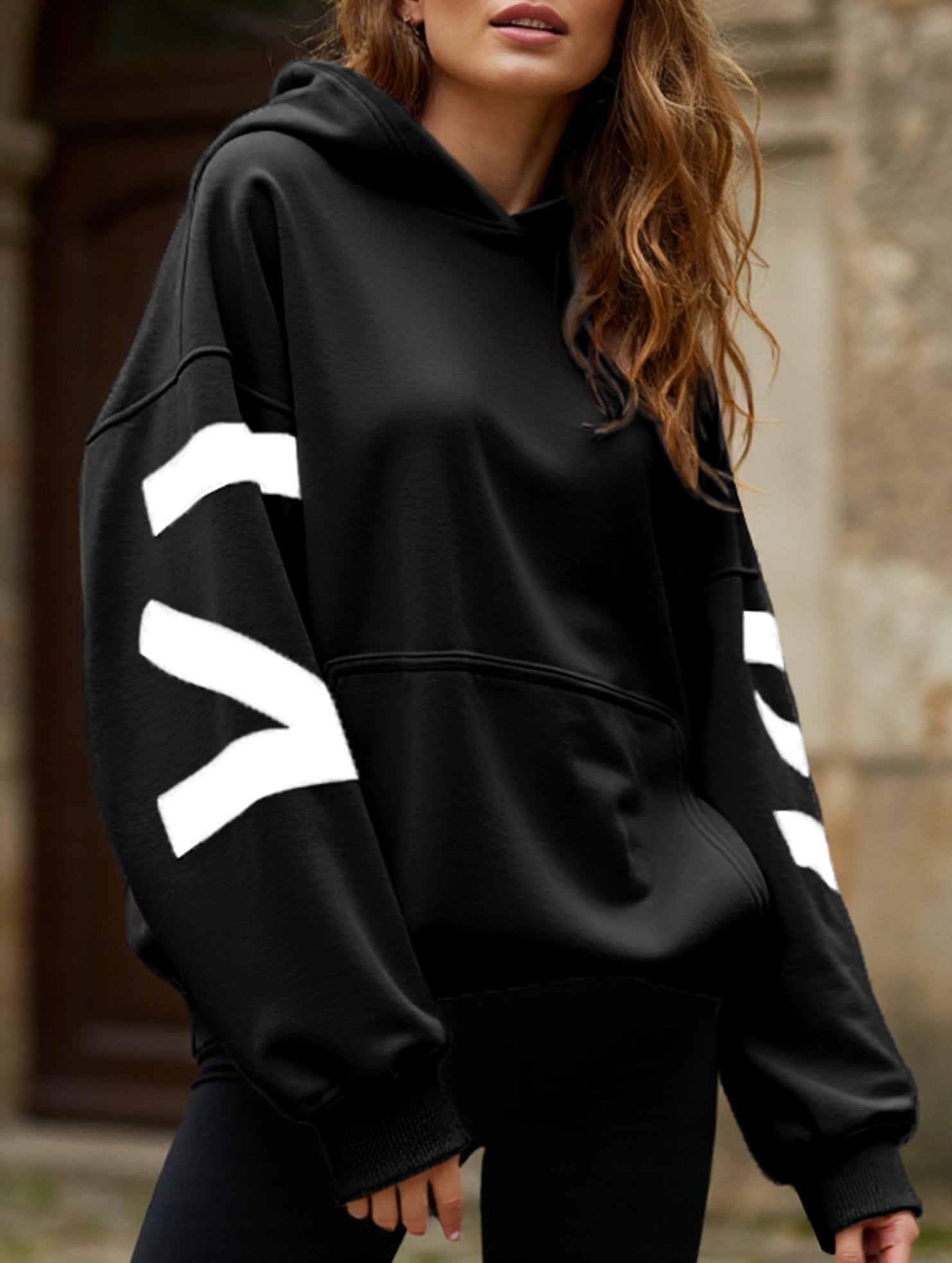 Sudadera con Capucha Gráfica Oversized para Mujeres, Ropa Casual de Calle, Suéter Cómodo de Ajuste Suelto – Gris Azul