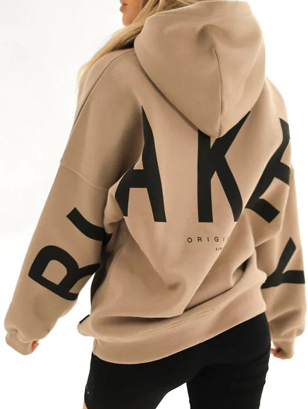 Sudadera con Capucha Gráfica Oversized para Mujeres, Ropa Casual de Calle, Suéter Cómodo de Ajuste Suelto – Gris Azul