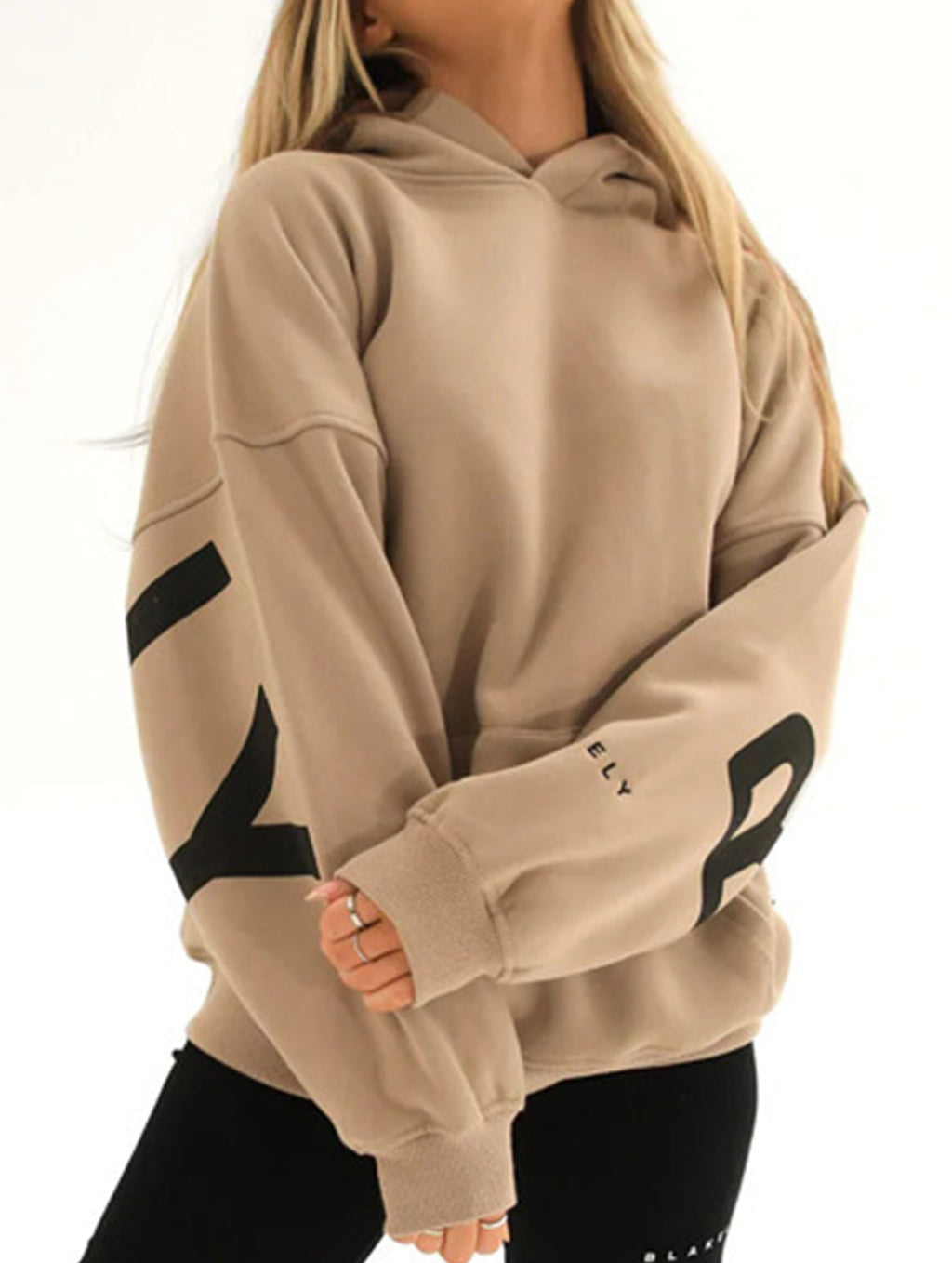 Sudadera con Capucha Gráfica Oversized para Mujeres, Ropa Casual de Calle, Suéter Cómodo de Ajuste Suelto – Gris Azul