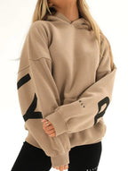 Sudadera con Capucha Gráfica Oversized para Mujeres, Ropa Casual de Calle, Suéter Cómodo de Ajuste Suelto – Gris Azul