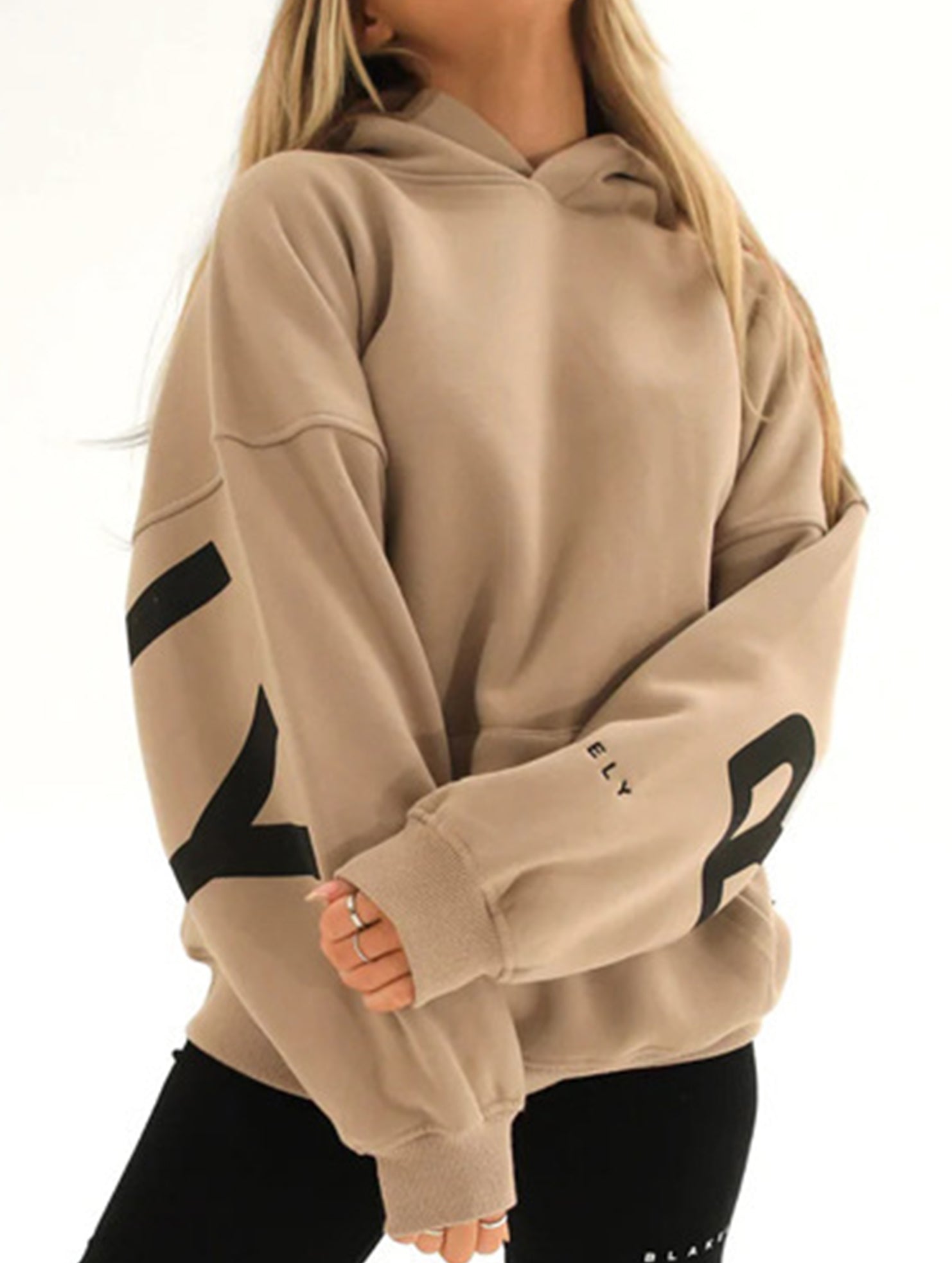 Sudadera con Capucha Gráfica Oversized para Mujeres, Ropa Casual de Calle, Suéter Cómodo de Ajuste Suelto – Gris Azul