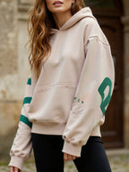 Sudadera con Capucha Gráfica Oversized para Mujeres, Ropa Casual de Calle, Suéter Cómodo de Ajuste Suelto – Gris Azul