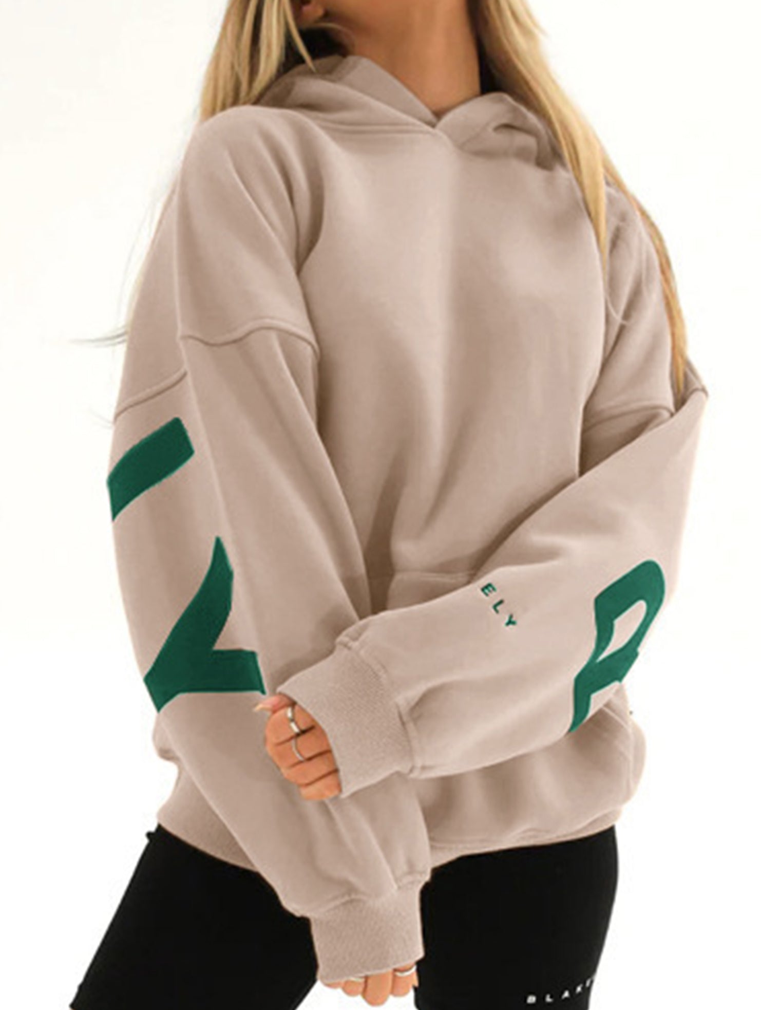 Sudadera con Capucha Gráfica Oversized para Mujeres, Ropa Casual de Calle, Suéter Cómodo de Ajuste Suelto – Gris Azul