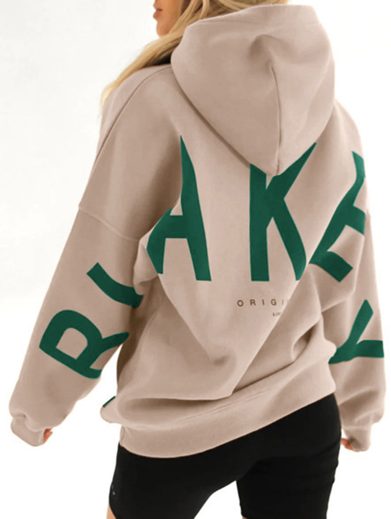 Sudadera con Capucha Gráfica Oversized para Mujeres, Ropa Casual de Calle, Suéter Cómodo de Ajuste Suelto – Gris Azul