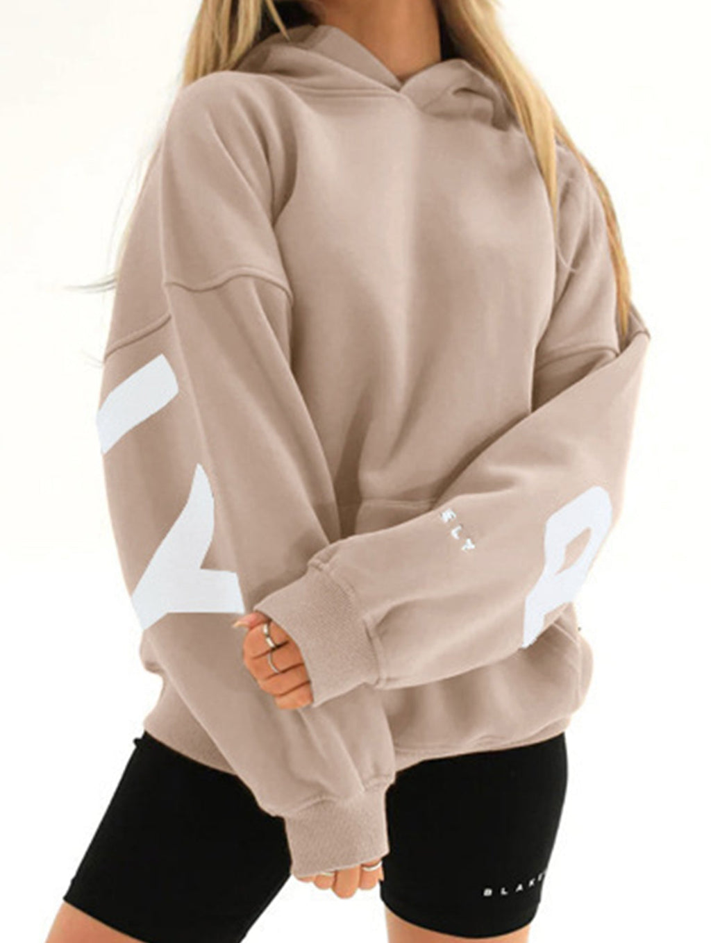 Sudadera con Capucha Gráfica Oversized para Mujeres, Ropa Casual de Calle, Suéter Cómodo de Ajuste Suelto – Gris Azul