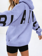 Sudadera con Capucha Gráfica Oversized para Mujeres, Ropa Casual de Calle, Suéter Cómodo de Ajuste Suelto – Gris Azul