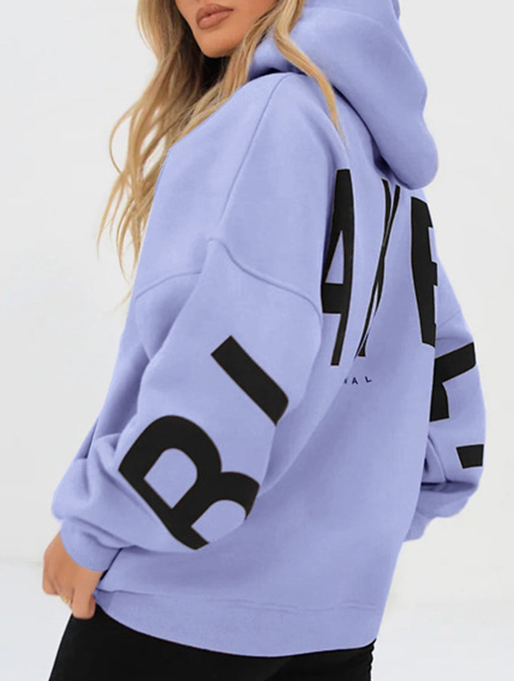 Sudadera con Capucha Gráfica Oversized para Mujeres, Ropa Casual de Calle, Suéter Cómodo de Ajuste Suelto – Gris Azul