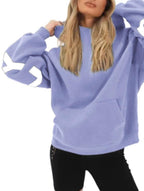 Sudadera con Capucha Gráfica Oversized para Mujeres, Ropa Casual de Calle, Suéter Cómodo de Ajuste Suelto – Gris Azul