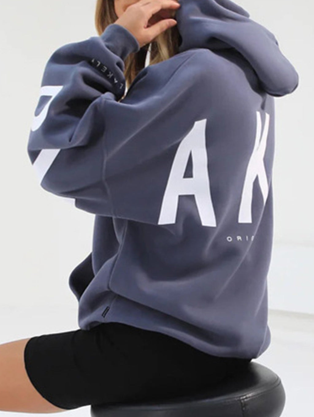 Sudadera con Capucha Gráfica Oversized para Mujeres, Ropa Casual de Calle, Suéter Cómodo de Ajuste Suelto – Gris Azul