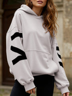 Sudadera con Capucha Gráfica Oversized para Mujeres, Ropa Casual de Calle, Suéter Cómodo de Ajuste Suelto – Gris Azul