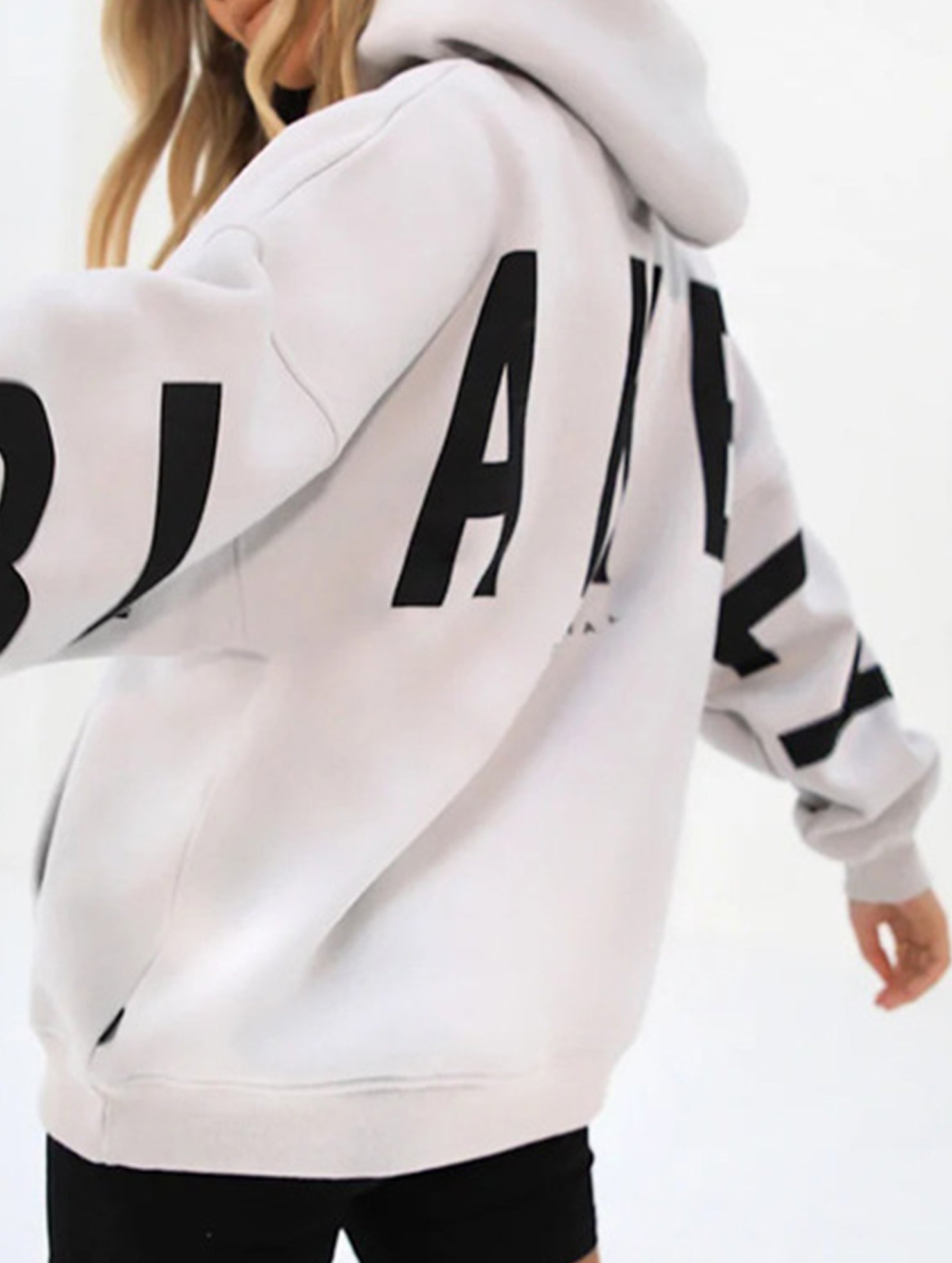 Sudadera con Capucha Gráfica Oversized para Mujeres, Ropa Casual de Calle, Suéter Cómodo de Ajuste Suelto – Gris Azul