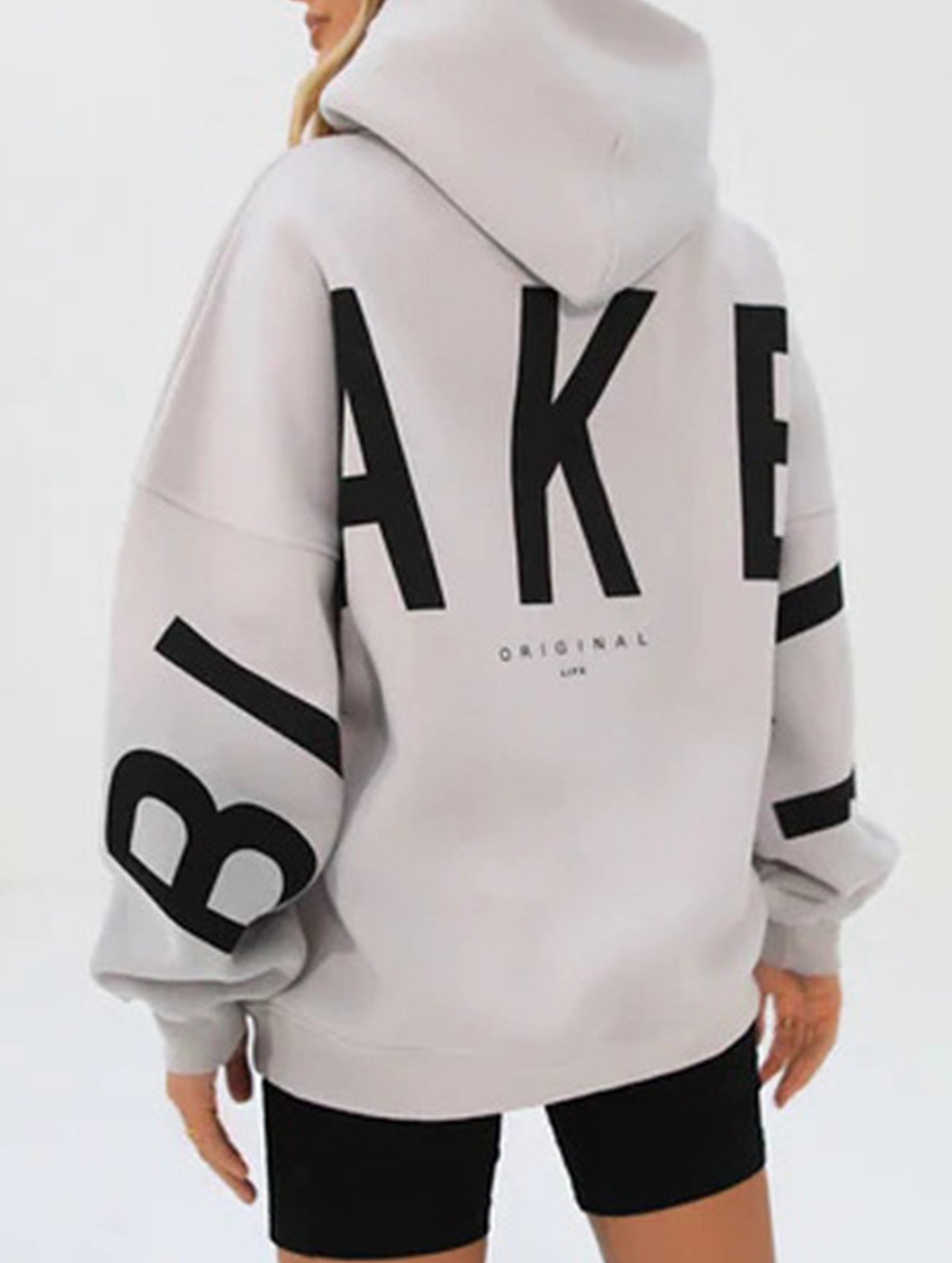 Sudadera con Capucha Gráfica Oversized para Mujeres, Ropa Casual de Calle, Suéter Cómodo de Ajuste Suelto – Gris Azul