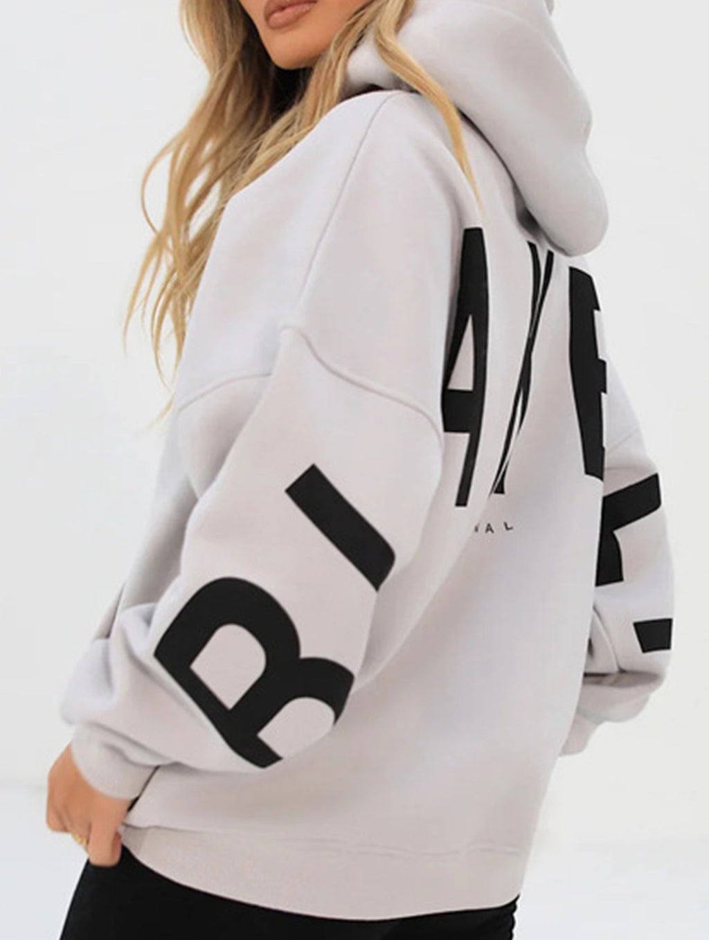 Sudadera con Capucha Gráfica Oversized para Mujeres, Ropa Casual de Calle, Suéter Cómodo de Ajuste Suelto – Gris Azul