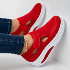 Zapatos de caminar para mujer, tipo slip-on, con Velcro, transpirables, con soporte de arco, cómodos para el uso diario