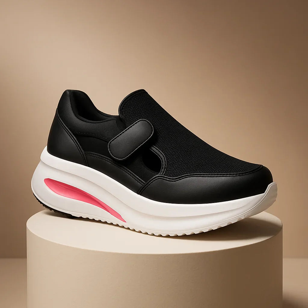 Zapatos de caminar para mujer, tipo slip-on, con Velcro, transpirables, con soporte de arco, cómodos para el uso diario