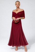 Vestido Largo Floral Fluido para Mujer Off-Shoulder V-Cuello Formal Elegante para Invitadas de Boda Casual – Lilly