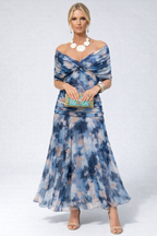 Vestido Largo Floral Fluido para Mujer Off-Shoulder V-Cuello Formal Elegante para Invitadas de Boda Casual – Lilly