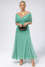 Vestido Largo Floral Fluido para Mujer Off-Shoulder V-Cuello Formal Elegante para Invitadas de Boda Casual – Lilly