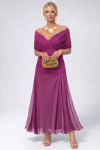 Vestido Largo Floral Fluido para Mujer Off-Shoulder V-Cuello Formal Elegante para Invitadas de Boda Casual – Lilly