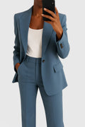 Conjunto de Traje Elegante de Dos Piezas para Mujeres, Blazer a Medida y Pantalones de Pierna Ancha, Ropa de Trabajo Formal Chic – Palynette