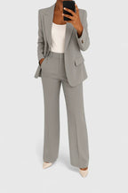 Conjunto de Traje Elegante de Dos Piezas para Mujeres, Blazer a Medida y Pantalones de Pierna Ancha, Ropa de Trabajo Formal Chic – Palynette