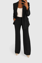 Conjunto de Traje Elegante de Dos Piezas para Mujeres, Blazer a Medida y Pantalones de Pierna Ancha, Ropa de Trabajo Formal Chic – Palynette