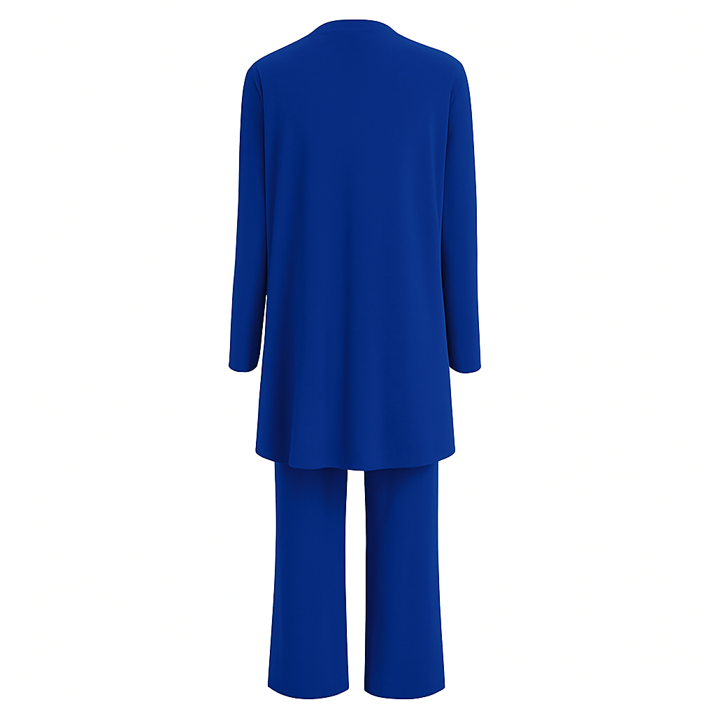 Conjunto Elegante de 3 Piezas para Mujeres: Blazer, Chaleco y Pantalones de Pierna Ancha, Ligeros y Chic Casual – Pin