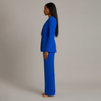 Conjunto de Traje Formal para Mujeres, Blazer Largo Estructurado, Pantalones de Pierna Ancha Ajustados, Elegante de Oficina – Christi