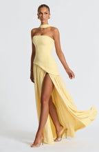 Vestido Maxi Elegante Sin Mangas para Mujer con Ajuste y Abertura Formal para Fiestas de Bodas – Mya