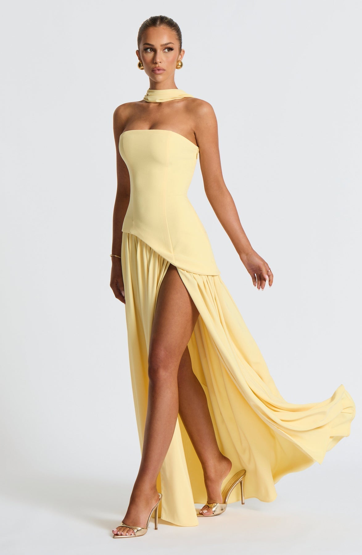 Vestido Maxi Elegante Sin Mangas para Mujer con Ajuste y Abertura Formal para Fiestas de Bodas – Mya
