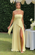 Vestido Maxi Elegante Sin Mangas para Mujer con Ajuste y Abertura Formal para Fiestas de Bodas – Mya