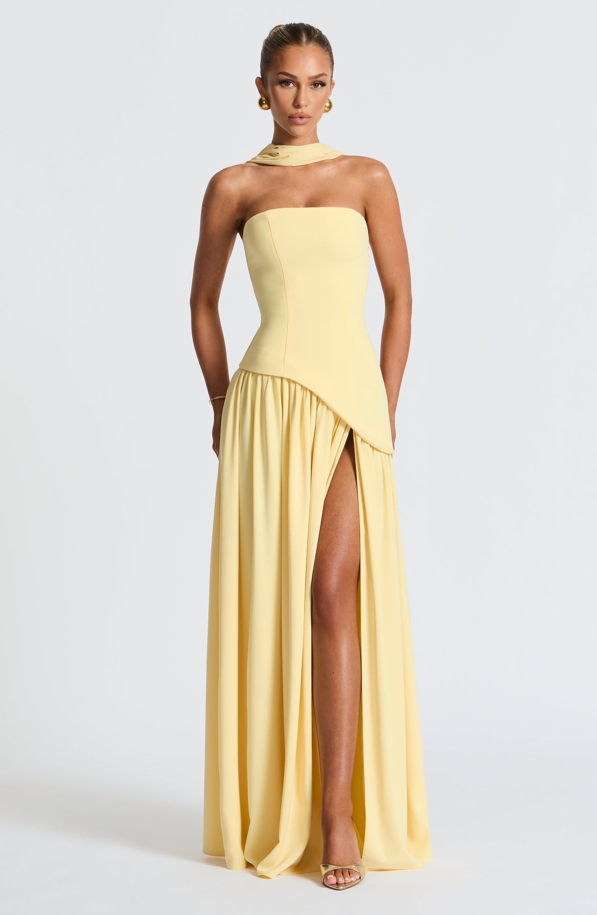 Vestido Maxi Elegante Sin Mangas para Mujer con Ajuste y Abertura Formal para Fiestas de Bodas – Mya