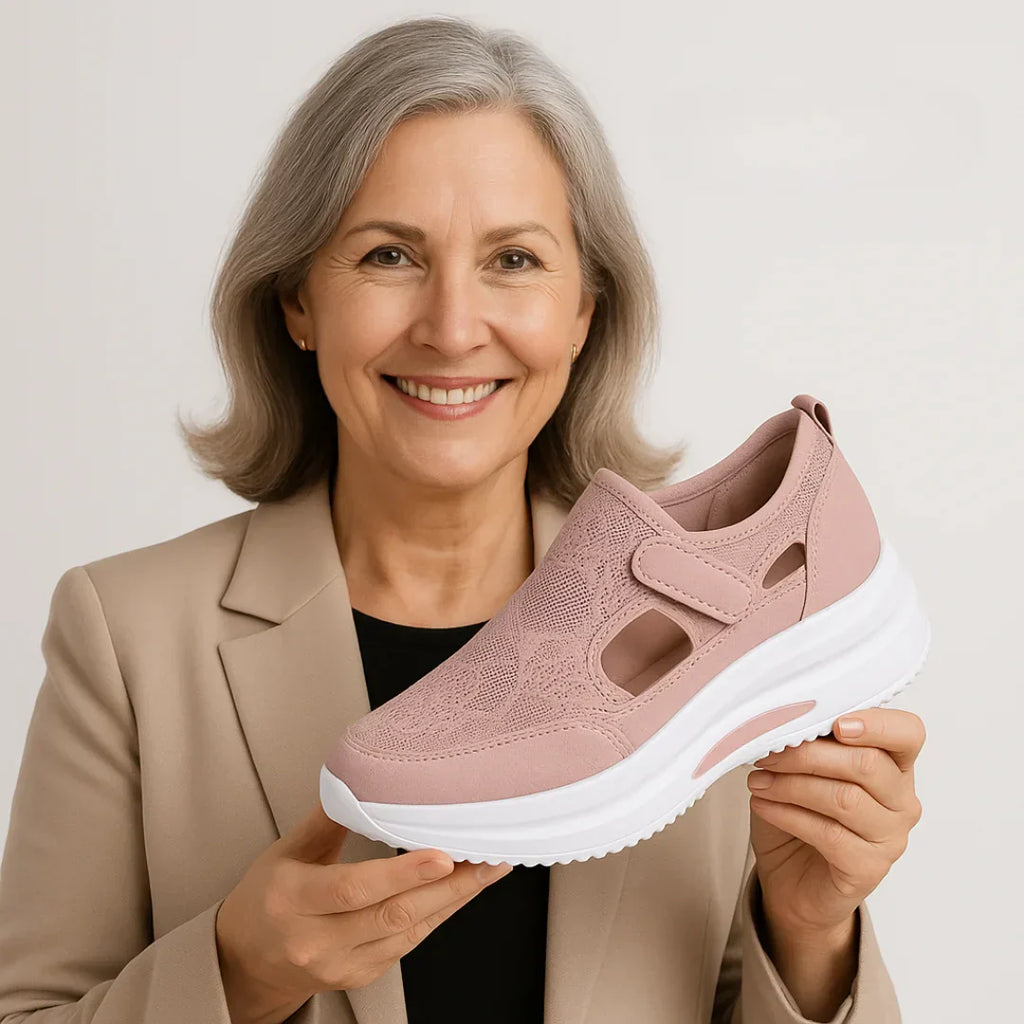 Zapatos de caminar para mujer, tipo slip-on, con Velcro, transpirables, con soporte de arco, cómodos para el uso diario