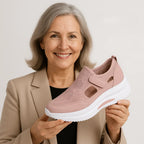 Zapatos de caminar para mujer, tipo slip-on, con Velcro, transpirables, con soporte de arco, cómodos para el uso diario