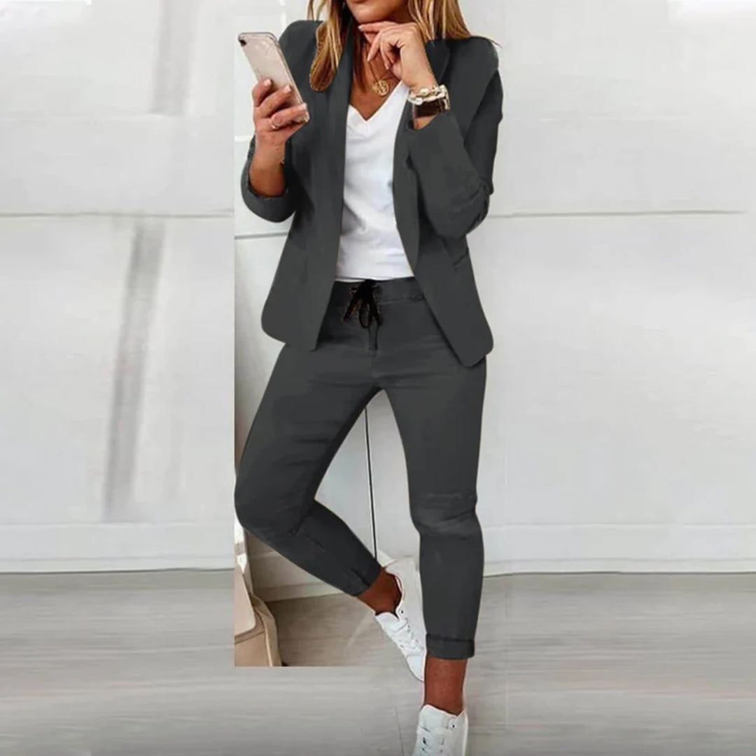 Conjunto de Blazer Versátil para Mujer y Pantalones Jogger Estructurados Casual Chic para la Oficina Todos los Días – Florence