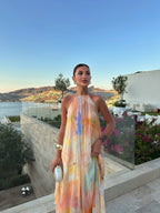 Vestido Largo de Halter Impreso para Mujeres - Invitada de Boda de Verano, Fiesta en el Jardín, Vacaciones en la Playa, Boho Formal – Corinna